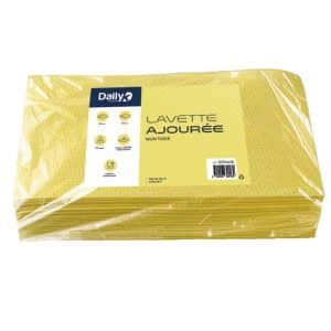 LAVETTE AJOURÉE NON TISSÉE 35X50CM JAUNE - SACHET DE 25